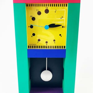 Vintage 80s SUPER PRESENT pendulum clock wall clock Memphis Design by Syohei Mihara