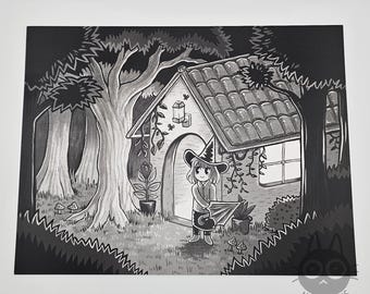 Cottage Witch • 9x12 Inch Art Print • Matte Finish