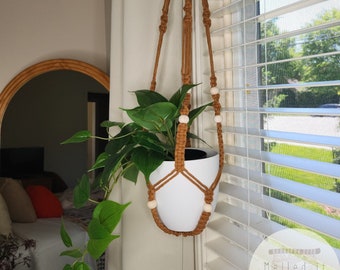 No Tassel Plant Hanger - Plant Hanger - Plant Lover Gift - Plant Holder - Macrame - Macrame with Beads - Boho Plant Hanger - Indoor Garden