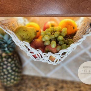 Boho Macrame Fruit Hammock with Hooks – Elegant & Functional Kitchen Decor - Handmade Macrame Fruit Hammock – Storage for Fresh Produce
