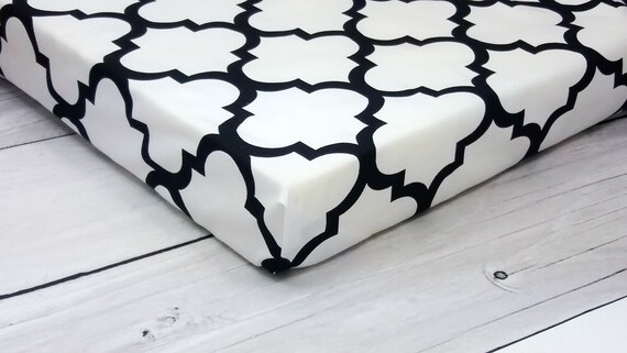 Moroccan Crib Sheet Fitted Baby Bedding Black And White Cot Etsy