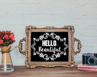Hello, Beautiful Chalk Look Art Printable | Digital Printable | Instant Download | Inspirational | Quote Print | Wall Art | Printable Quote
