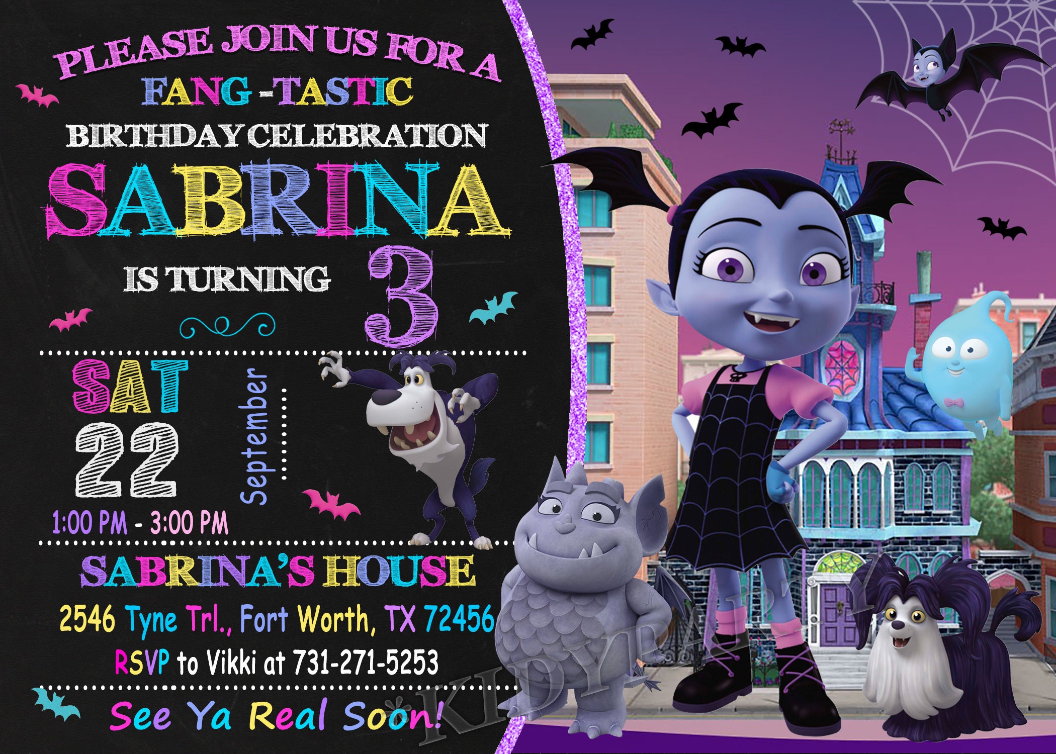 Vampirina Invitation Vampirina Birthday Vampirina Party | Etsy