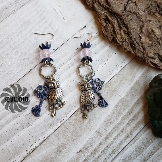 Key & Owl Steampunk Earrings
