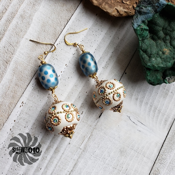 Greek Goddess Glass and Polymer Earrings