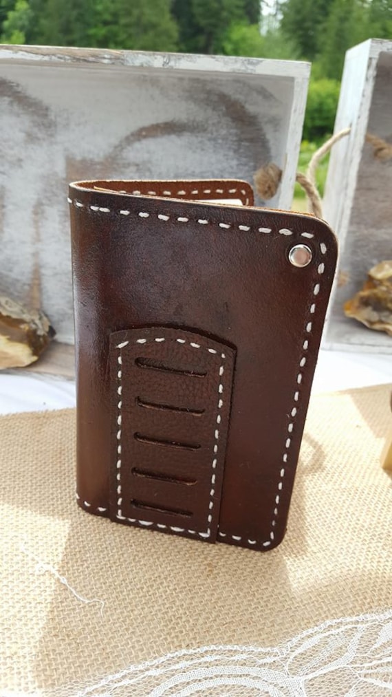 Dark Stained Leather Journal with Pen Pocket