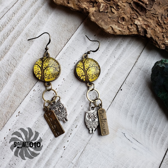 Tree of Life and Owl Earrings