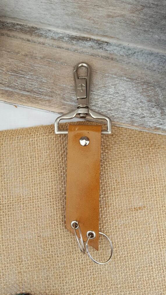 Leather Clip Keychain with Double Ring
