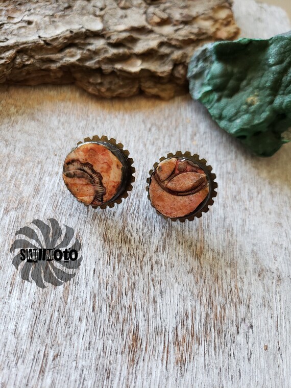Faux Vintage Steam Punk Polymer Earrings.