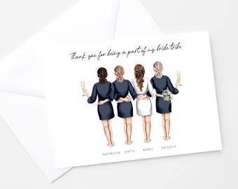 Thank you bride tribe / Card for Bridesmaids - Thank you Bridesmaids - Wedding Card - Card for Her - Custom Card - Personalised Card