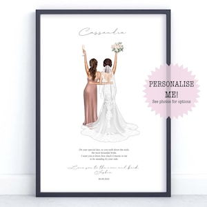 Impresión personalizada de "Mejor amiga para la novia" / Regalo para la novia - Regalo personalizado - Regalo de bodas - Impresión de mejor amiga - Poema para la novia