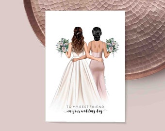 To My Friend On Your Wedding Day / Customisable Card - Card for Bridesmaid - Personalised Card - Card for Her - Thank you card (REF:78)