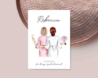 Thank you for being my Bridesmaid / Bridesmaid Card - Thank you Card - Customisable Card - Personalised Card (REF:10)