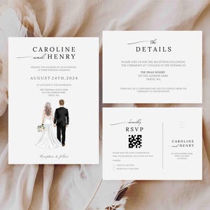Personalisiertes Hochzeitseinladungs-Set DIGITALER DOWNLOAD - Personalisierte Einladung - Braut und Bräutigam - Hochzeit einladen - Happily Ever After