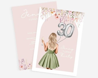 Editable DIGITAL 30th Birthday Invitation / 30th Birthday - Digital Invitation - Digital Template - Invitation - Birthday Girl