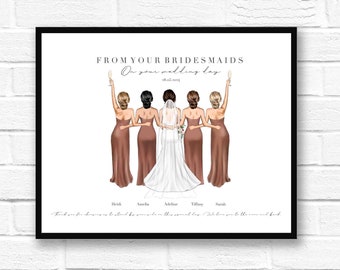 4 Bridesmaids To The Bride / Personalised Print - From Your Bridesmaids - Wedding Gift - Personalised Gift - Keepsake Gift