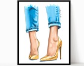 Heels print - shoes illustration - fashion artwork print - fashion illustration - girly art - gifts for her - fashion wall art - art print
