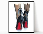 Heels print - fashion art print - vintage heels - vintage fashion - gifts for her - fashion illustration - shoe art - fashion artwork