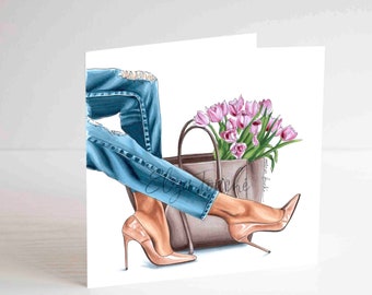 Greeting Card Fashion Card Funny Card Shoe Illustration | Etsy Jet Black Heels Canvas Art Print by Elza Fouche | iCanvas
