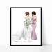 Bride and Maid of Honour - Bridal art - Bridesmaid Art - Bride Print - Wedding gift - Wedding Art