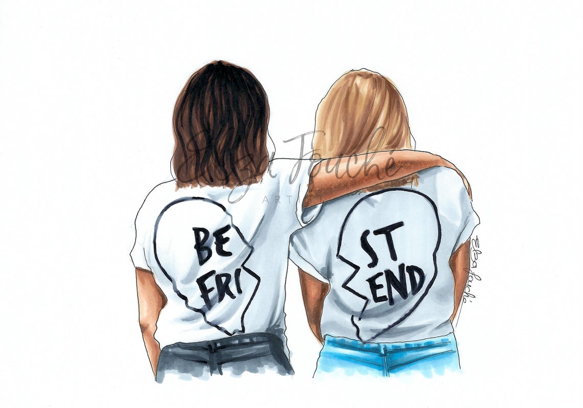 Best friend bestie bff friendship print friend art | Etsy