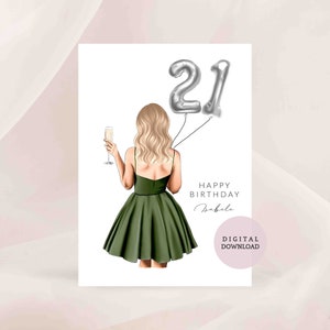 DIGITAL DRUCKBAR / Meilenstein-Kleiderkarte - personalisierte Karte - 21. Geburtstag - 30. Geburtstag - alles Gute zum Geburtstag - digitaler Download - druckbar