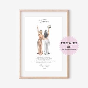 Poema para la novia / Impresión de boda personalizada - Impresión nupcial - Recuerdo para la novia - Regalo de la dama de honor - Impresión de novia y dama de honor