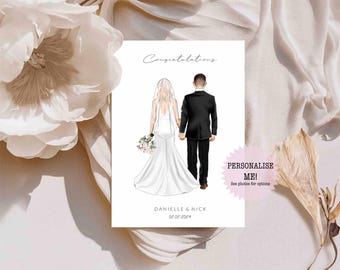 Personalised Bride and Groom Wedding Card / Card for newlyweds - Wedding Card - Bridal Card - Personalized Card - Semi Customisable Card