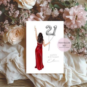 Personalised 21st Birthday Card / Birthday Balloons - 21st Birthday Card - Milestone Birthday - Card for Friend - Card for Daughter