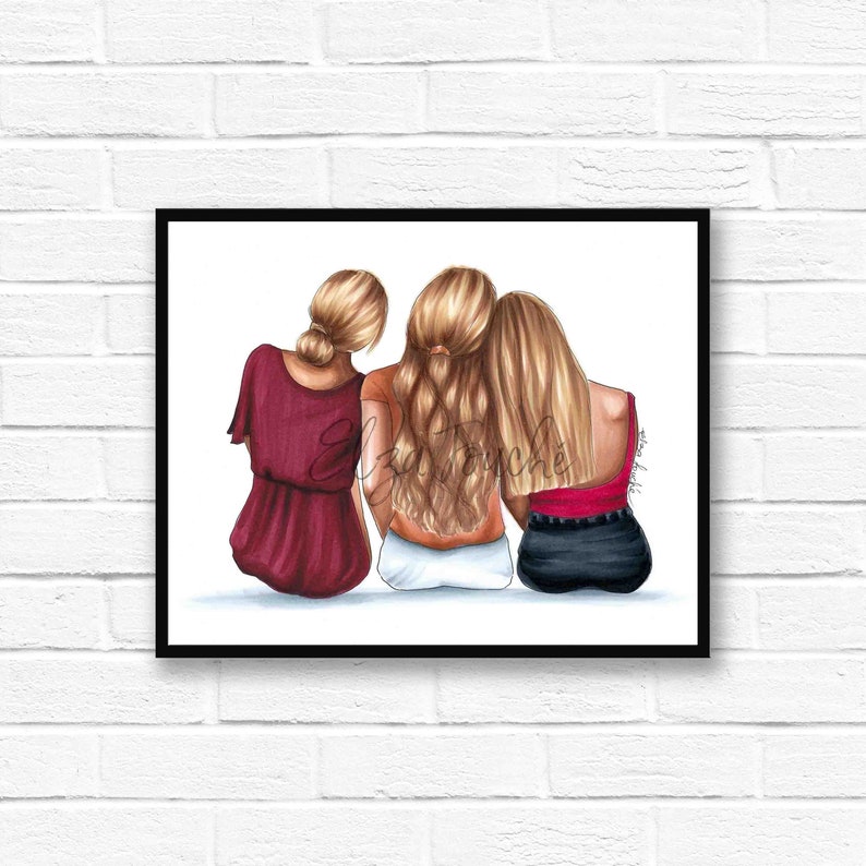 The Blondes / Best friends sisters bff best friend art Etsy