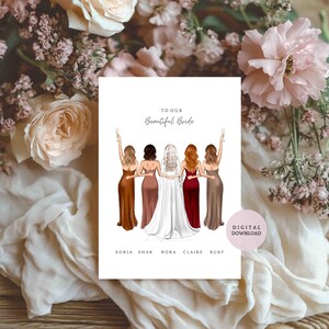 IMPRIMIBLE DIGITAL - Para nuestra novia / Tarjeta personalizada - Tarjeta para la novia de las damas de honor - Tarjeta de dama de honor - Tarjeta personalizada - Tarjeta de recuerdo