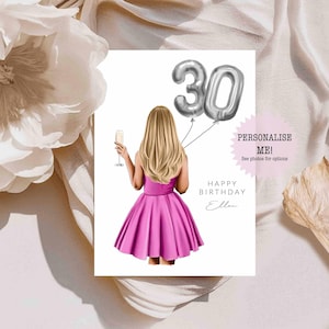 Personalised 30th Birthday Card / Card for Friend - Card for Sister - Daughter Card - Customised Card - Milestone Birthday