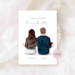 IMPRIMIBLE DIGITAL / Feliz Cumpleaños Hermano - Tarjeta para Hermano - Tarjeta para Hermana - Tarjeta Personalizada - Tarjeta para Amigo - Descarga Digital