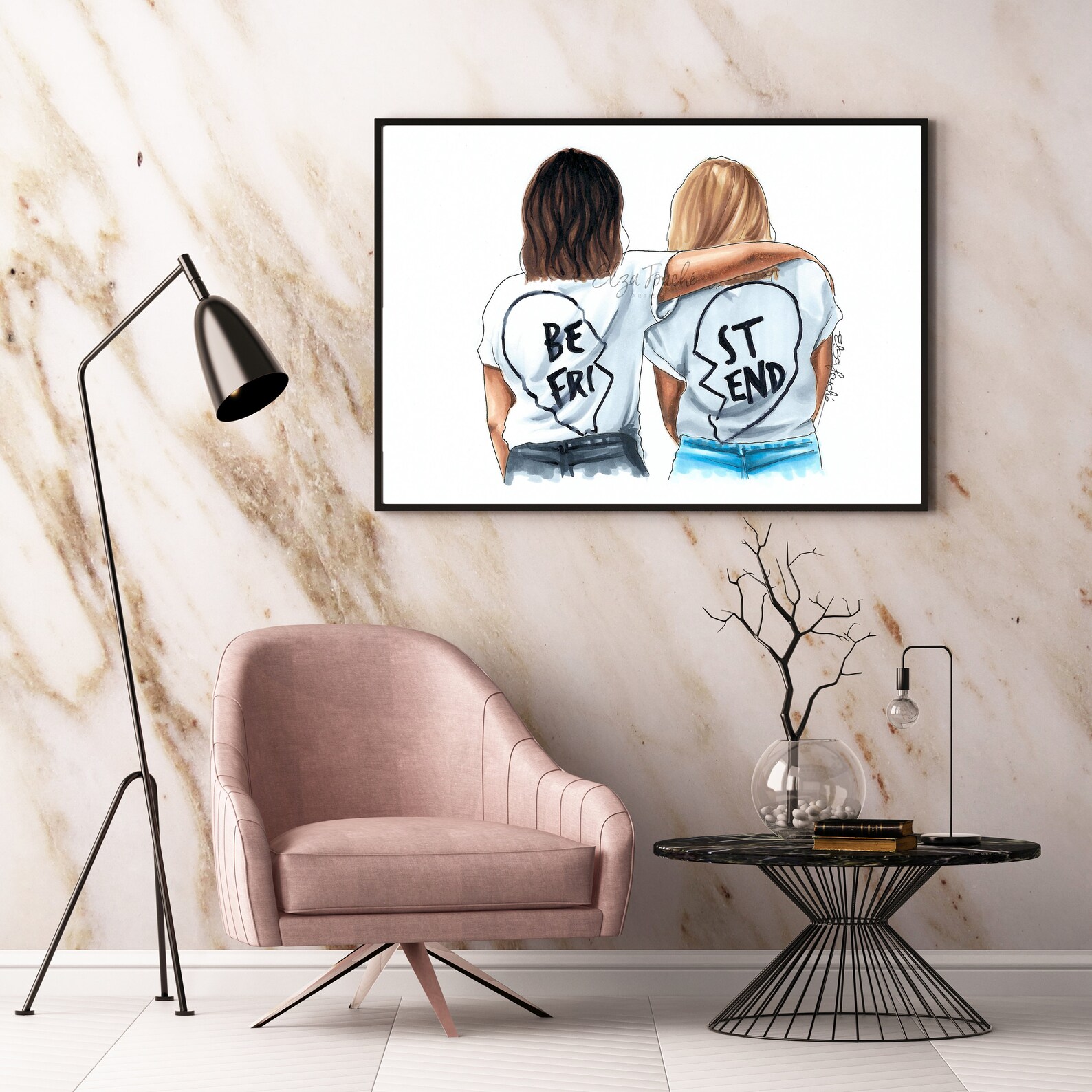 Best friend bestie bff friendship print friend art Etsy