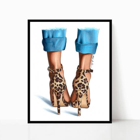 Leopard Heels & Jeans / Heels Print Fashion Art Print | Etsy
