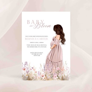 Baby Shower Editable DIGITAL Invitation / Baby In Bloom Digital Invitation Digital Template Invitation Wild Flowers Printable image 1