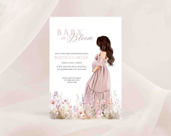 Baby Shower Editable DIGITAL Invitation / Baby In Bloom - Digital Invitation - Digital Template - Invitation - Wild Flowers - Printable