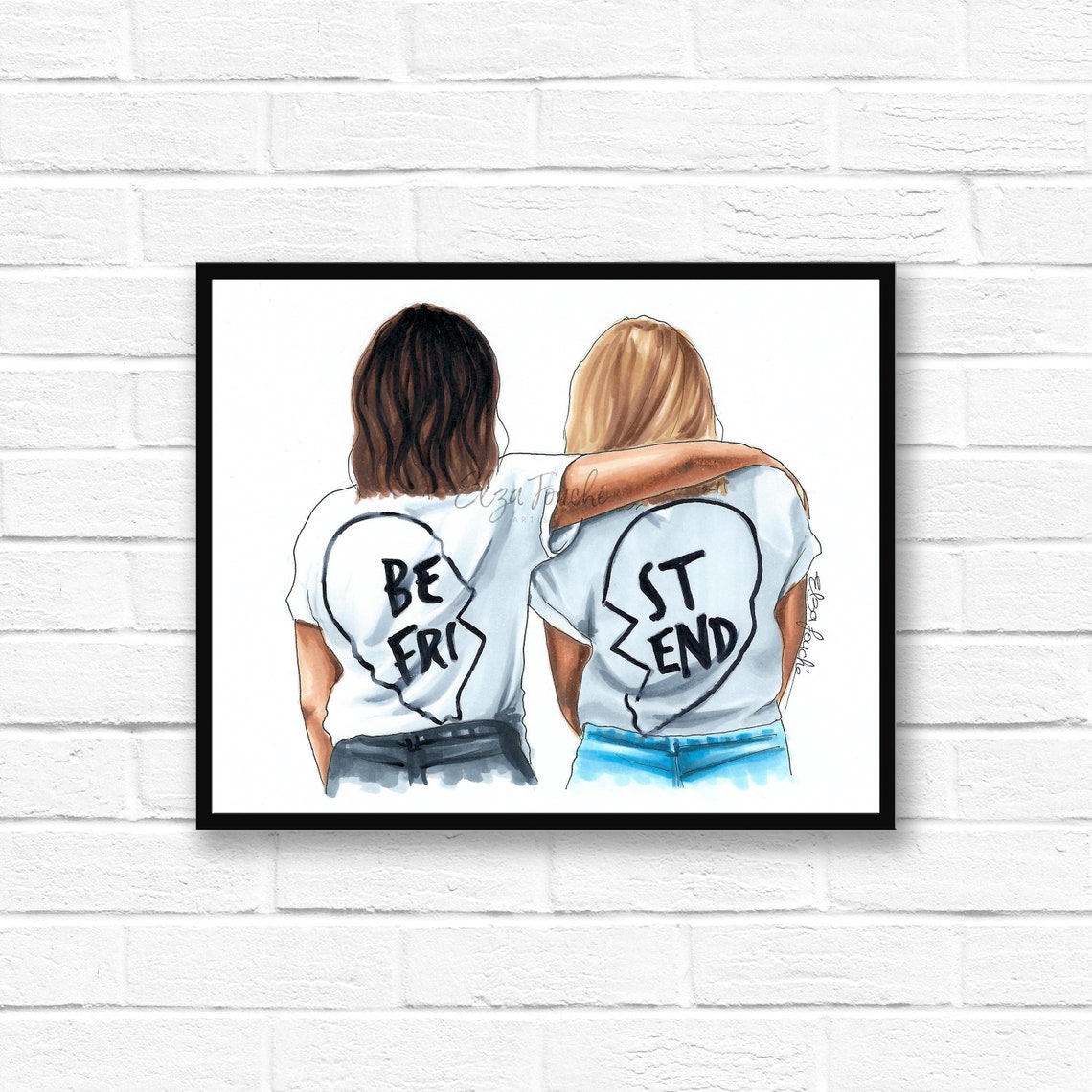Best friend bestie bff friendship print friend art | Etsy