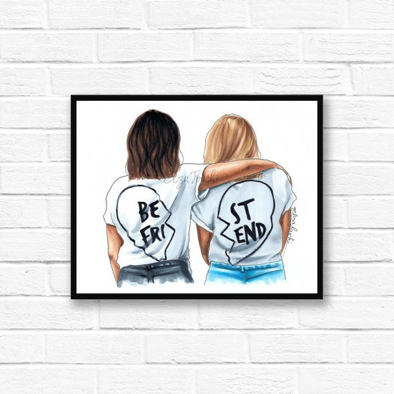 Best friend bestie bff friendship print friend art | Etsy