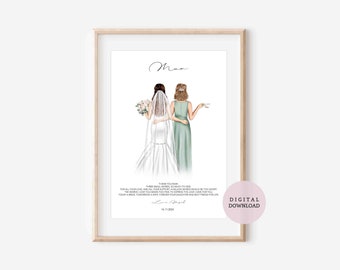 DIGITAL PRINTABLE / Poem for Mum on Wedding Day - Personalised Print - Gift for Mum - Keepsake Gift - Digital Download - Digital Print