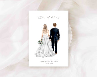 Bride and Groom Wedding Card (See photos for customisations options)  / Card for Bride and Groom - Wedding Card - Mr and Mrs Card (REF:84)