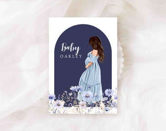 Baby Shower Card / Personalisable Baby Shower Card - Baby Shower - Card for Her - Pregnant Friend (REF:111)