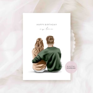 IMPRIMIBLE DIGITAL / Feliz Cumpleaños Mi Amor - Tarjeta para Él - Tarjeta para Ella - Tarjeta para Pareja - Tarjeta Personalizada
