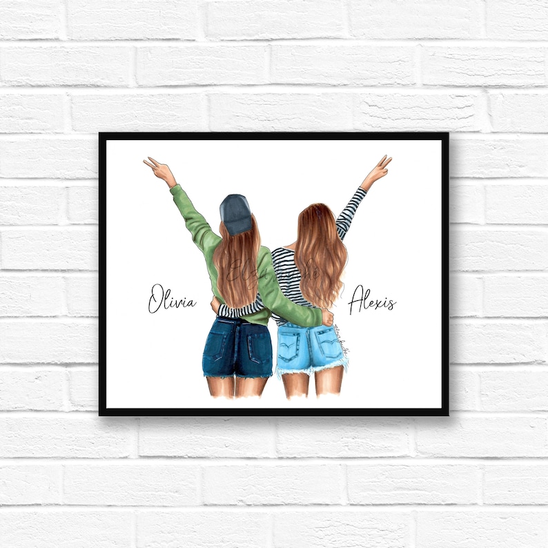 Best friend print friendship art custom art bff | Etsy
