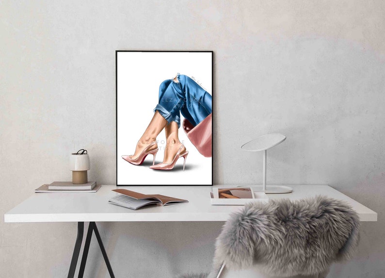 Gifts for Her Shoe Art Nude Heels Fashion Print Fashion Illustration Fashion Artwork