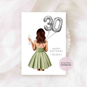Meilenstein-Kleiderkarte / personalisierte Karte - 21. Geburtstag - 30. Geburtstag - Geburtstag - alles Gute zum Geburtstag - Luftballons - Karte für Sie