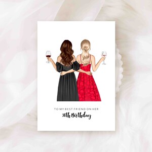 Best Friend Birthday / Personalised Card Card for Friend Birthday Card Happy Birthday Fashion Card Wine REF:113 image 1