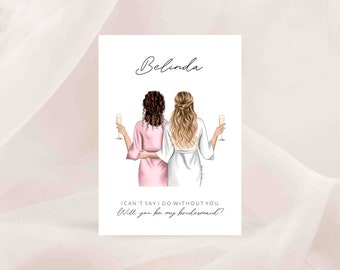 Will you be my Bridesmaid Card / Customisable Card - Card for Bridesmaid - Personalised Card - Card for Her (REF:64)