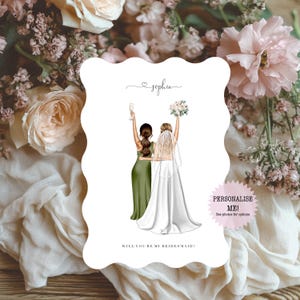 Personalised Bridesmaid Proposal Wave Flat Card for Bridesmaid Box / Wave Cut Bridesmaid Card - Scalloped Edge Card - Bridal Card - Keepsake