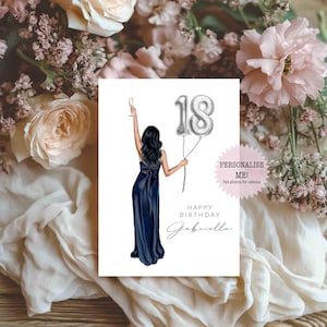 Personalised 18th Birthday Card / 18th - Milestone Birthday - Card for Her - Daughter Card - Friend Card - Birthday Balloons - Personalized